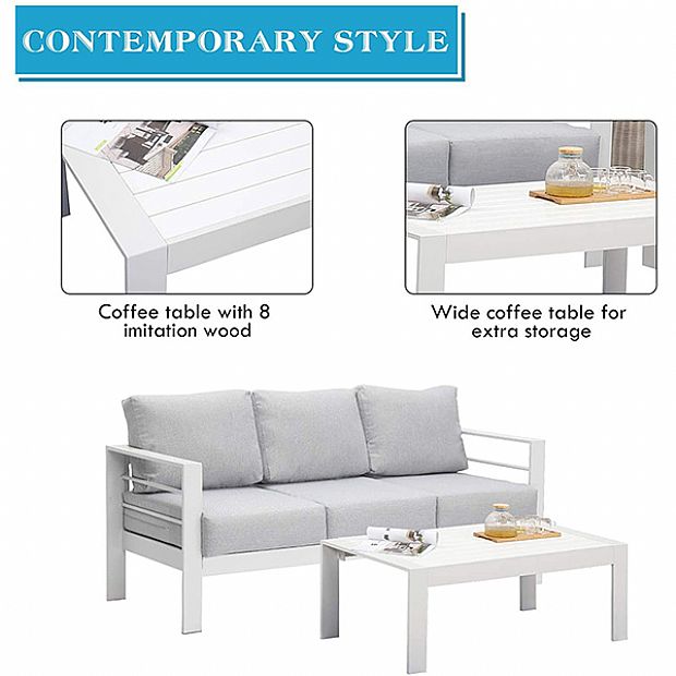 7-Seater Cast Iron Metal Outdoor Sofa Set - 11C01M