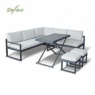 Corner Sofa with Adjustable Height Table