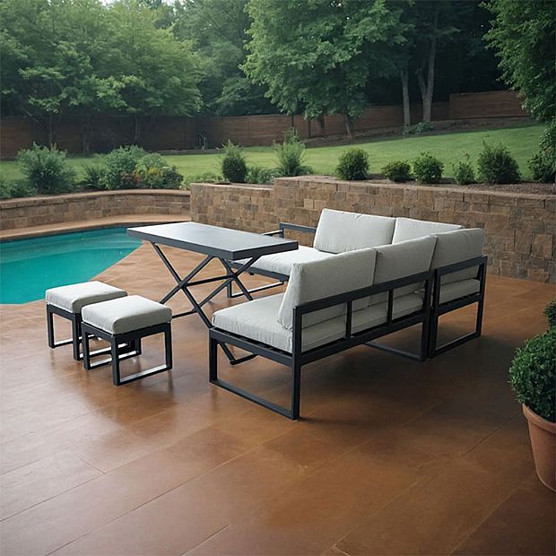 Corner Sofa with Adjustable Height Table - 11C03B