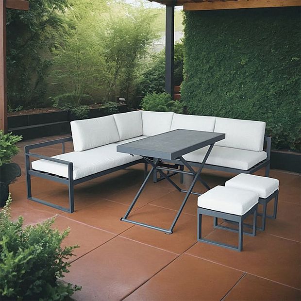 Corner Sofa with Adjustable Height Table - 11C03B