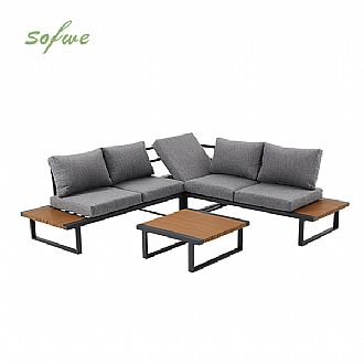 Outdoor Corner Sofa Set with Adjustable Backrest and...