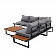 Outdoor Corner Sofa Set with Adjustable Backrest and Wood-Look Side Tables - 11C03E