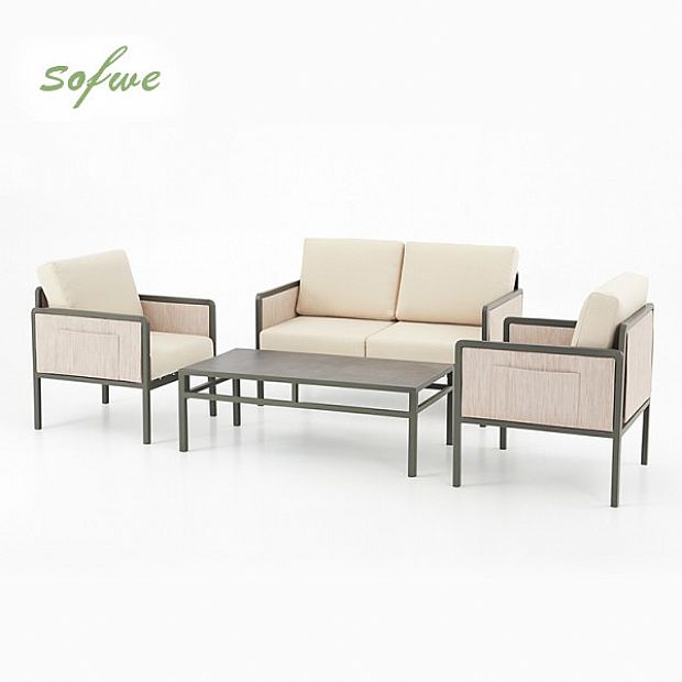 4 Pieces Outdoor Furniture Set with Glass Table - 11C03H