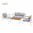 Outdoor 4-piece Aluminum Sofa Set with Wood Grain Finish - 11C11D