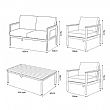 Outdoor 4-piece Aluminum Sofa Set with Wood Grain Finish - 11C11D