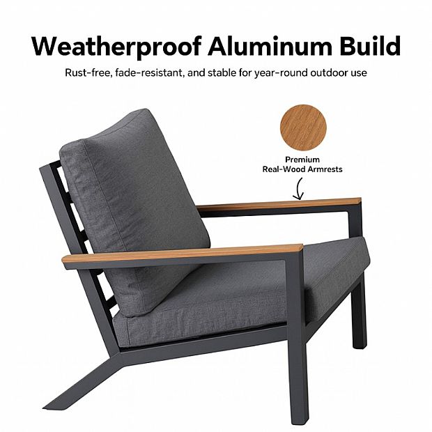 4 Piece Black Outdoor Aluminum Sofa Set - 11C11F