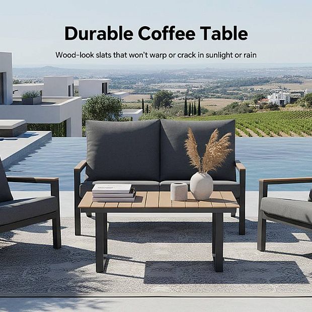 4 Piece Black Outdoor Aluminum Sofa Set - 11C11F