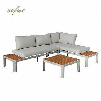 Outdoor Corner Sofa Set with Adjustable Backrest and...