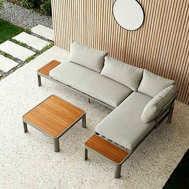 Outdoor Corner Sofa Set with Adjustable Backrest and Loveseat - 11C11G