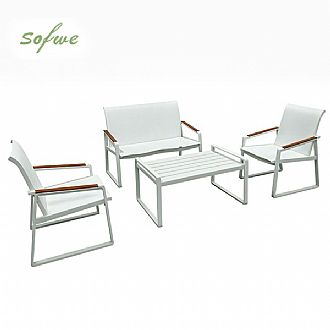 White 4-Piece Outdoor Aluminum Sofa Set