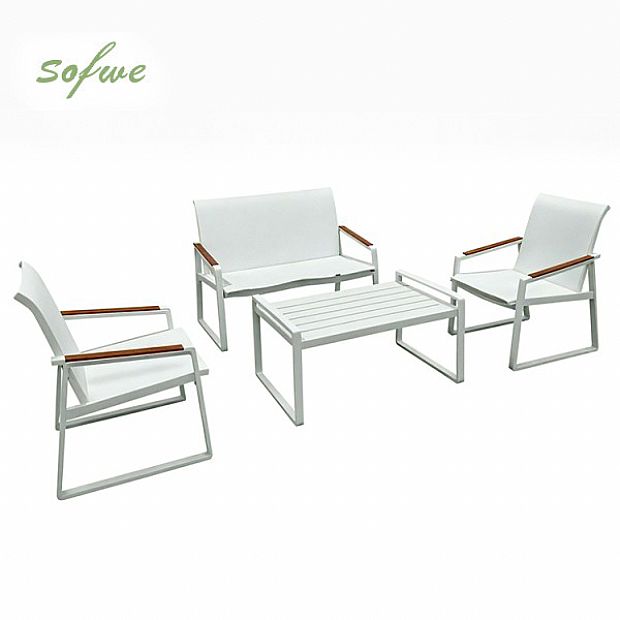White 4-Piece Outdoor Aluminum Sofa Set - 11C11J