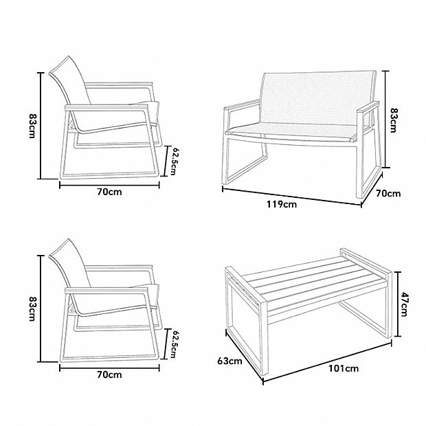 White 4-Piece Outdoor Aluminum Sofa Set - 11C11J