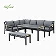 Outdoor Patio Aluminum Corner Sofa Set with a Coffee Table and Footstool - 11C12A
