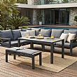 Outdoor Patio Aluminum Corner Sofa Set with a Coffee Table and Footstool - 11C12A