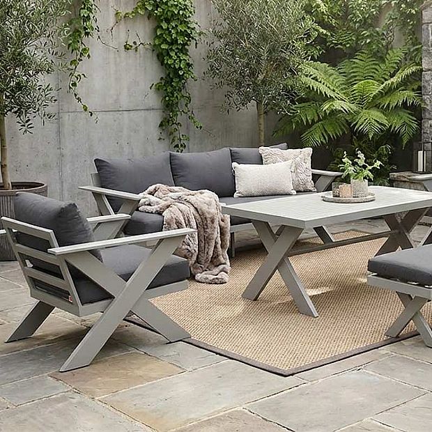 Wholesale Modern Design Outdoor Lounge Sofa Sets with X-leg Table and Bench - 11C12B