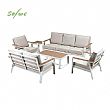 Wholesale 6-piece Outdoor Powder-coated Aluminum Patio Sofa Set with WPC Slat Table - 11C12C