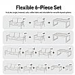 Wholesale 6-piece Outdoor Powder-coated Aluminum Patio Sofa Set with WPC Slat Table - 11C12C