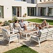 Wholesale 6-piece Outdoor Powder-coated Aluminum Patio Sofa Set with WPC Slat Table - 11C12C
