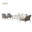 Wholesale All-weather Rope Woven Sofa Set with Outdoor Aluminum Frame Coffee Table - 11C12D