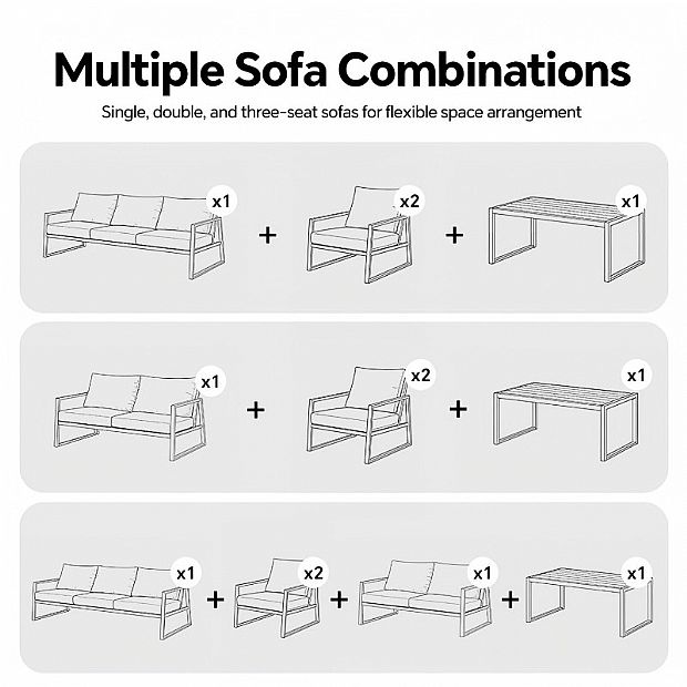 Wholesale Modern Outdoor Garden Compact Design Sofa Set, 5-piece Steel Frame Seating Set - 11C12E