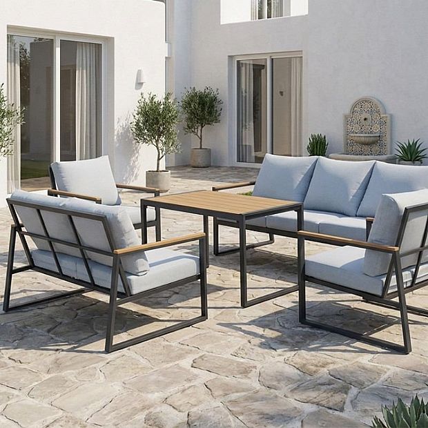 Wholesale Modern Outdoor Garden Compact Design Sofa Set, 5-piece Steel Frame Seating Set - 11C12E