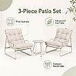Wholesale 3-Piece Patio Lounge Set with Thick Cushions and Round Glass Table for Balcony Garden Outdoor - 11C12J