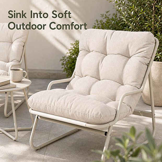Wholesale 3-Piece Patio Lounge Set with Thick Cushions and Round Glass Table for Balcony Garden Outdoor - 11C12J