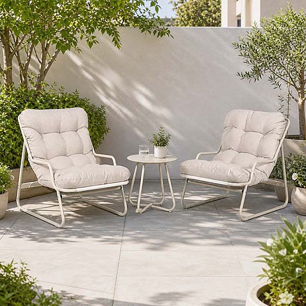 Wholesale 3-Piece Patio Lounge Set with Thick Cushions and Round Glass Table for Balcony Garden Outdoor - 11C12J