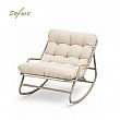 Wholesale Outdoor Rocking Lounge Chair with Thick Olefin Cushion and Galvanized Iron Frame for Patio Garden Furniture Supply - 11C12K