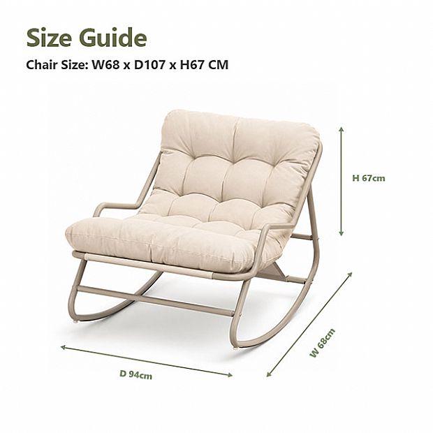 Wholesale Outdoor Rocking Lounge Chair with Thick Olefin Cushion and Galvanized Iron Frame for Patio Garden Furniture Supply - 11C12K