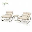 Wholesale 3-Piece Outdoor Rocking Patio Set with Thick Olefin Cushions and Steel Top Table for Balcony Garden Furniture Supply - 11C12L