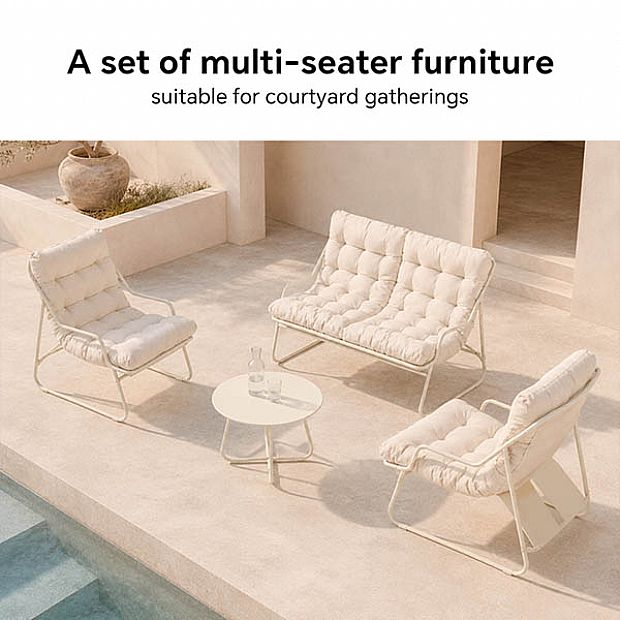 Wholesale 4-Piece Outdoor Patio Conversation Set with Thick Quilted Cushions and Metal Tube Frame - 11C12M