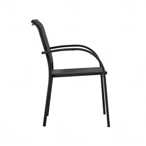 Commercial Stackable Aluminum Outdoor Dining Chair with Armrests and Sling Seat - 11D11K