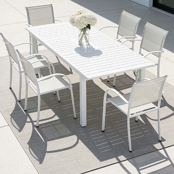 Commercial Stackable Aluminum Outdoor Dining Chair with Armrests and Sling Seat - 11D11K