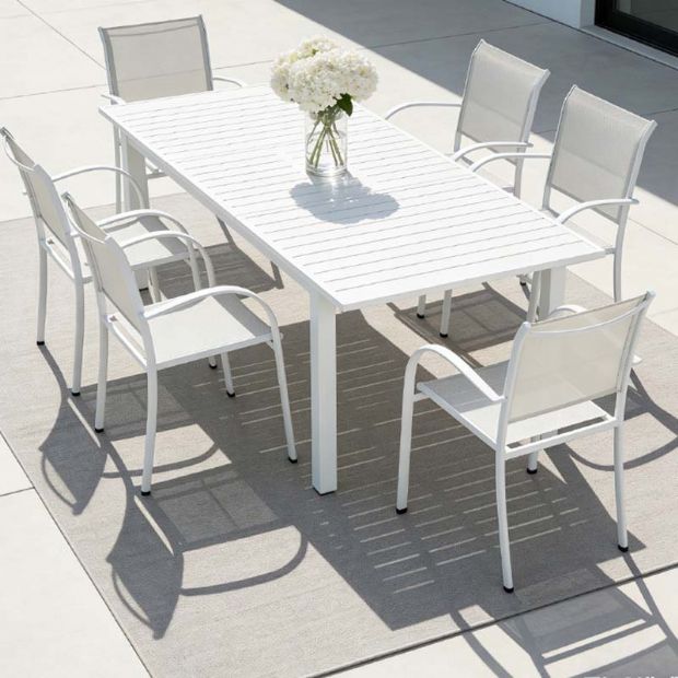Commercial Stackable Aluminum Outdoor Dining Chair with Armrests and Sling Seat - 11D11K