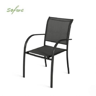 Outdoor Stackable Aluminum Dining Chair with Armrests and...