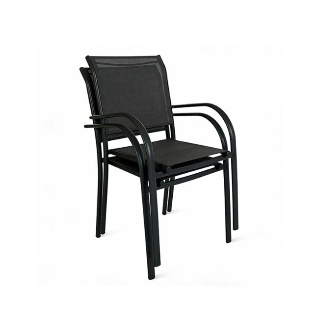 Outdoor Stackable Aluminum Dining Chair with Armrests and Sling Seat - 11D11K