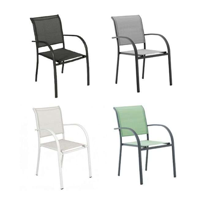 Outdoor Stackable Aluminum Dining Chair with Armrests and Sling Seat - 11D11K