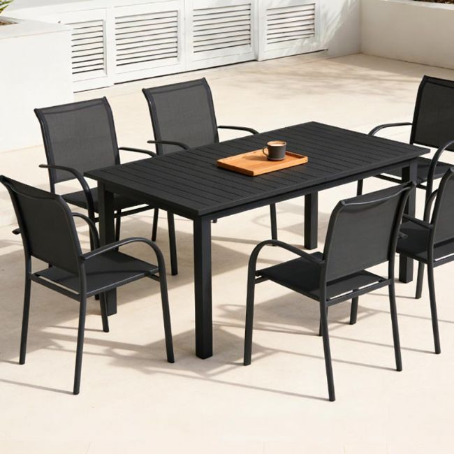 Outdoor Stackable Aluminum Dining Chair with Armrests and Sling Seat - 11D11K