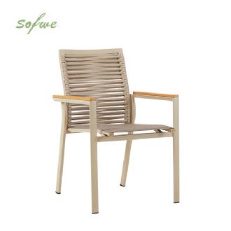 Outdoor Aluminum and Rope Woven Dining Chair