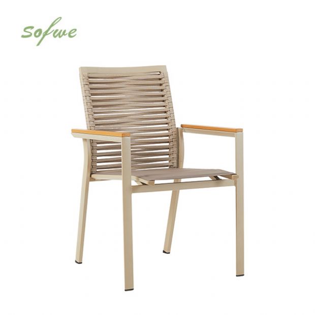 Outdoor Aluminum and Rope Woven Dining Chair - 11D27C