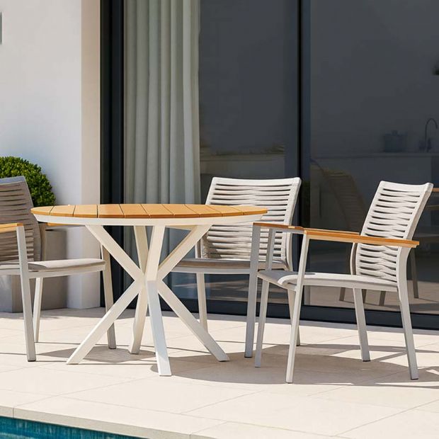Outdoor Aluminum and Rope Woven Dining Chair - 11D27C