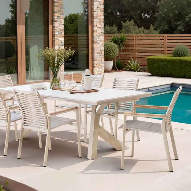 Outdoor Aluminum and Rope Woven Dining Chair - 11D27C