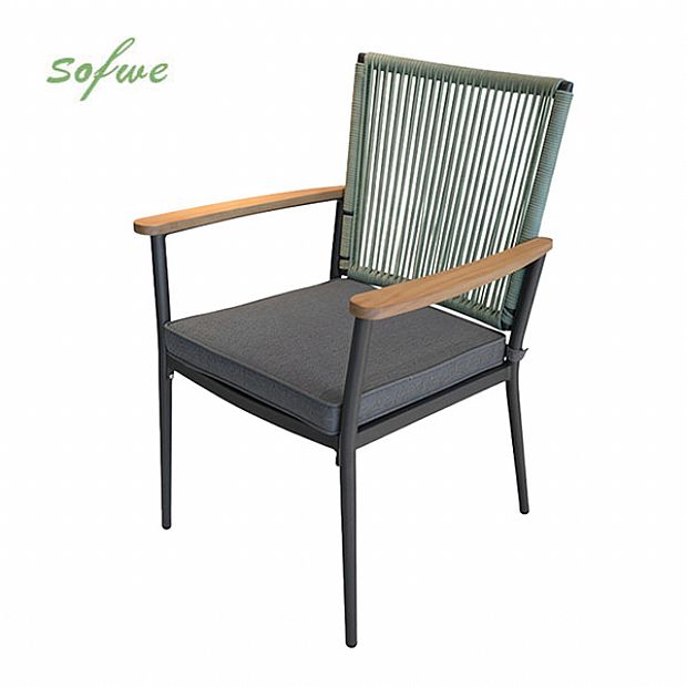 Outdoor Aluminum Alloy Frame Dining Chair with 5cm Thick Seat Cushion Wholesale - 11D27G