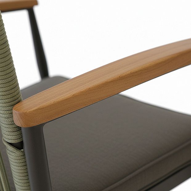 Outdoor Aluminum Alloy Frame Dining Chair with 5cm Thick Seat Cushion Wholesale - 11D27G