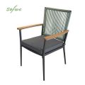 Outdoor Aluminum Alloy Frame Dining Chair with 5cm Thick Seat Cushion - 11D27G