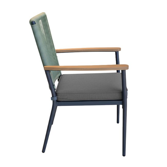 Outdoor Aluminum Alloy Frame Dining Chair with 5cm Thick Seat Cushion - 11D27G