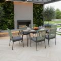 Outdoor Aluminum Alloy Frame Dining Chair with 5cm Thick Seat Cushion - 11D27G