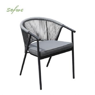 Outdoor Round Backrest Rope Woven Dining Chair