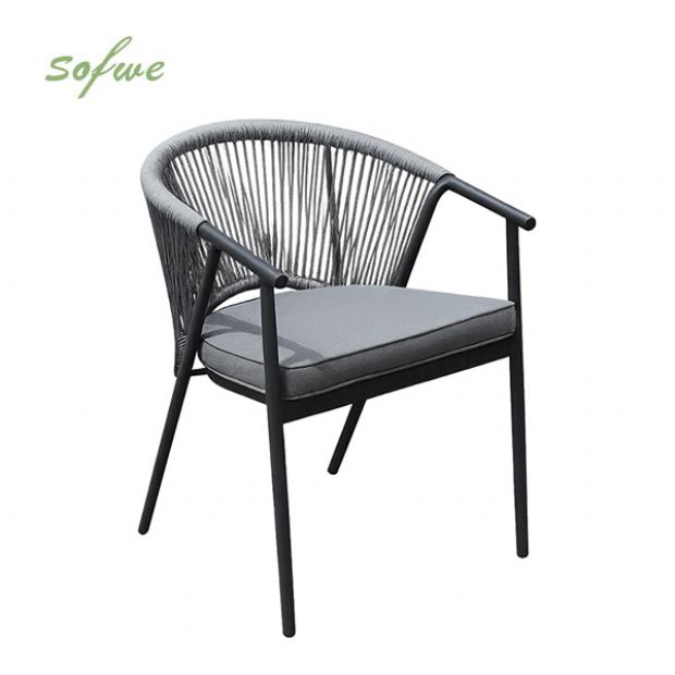 Outdoor Round Backrest Rope Woven Dining Chair - 11D27I